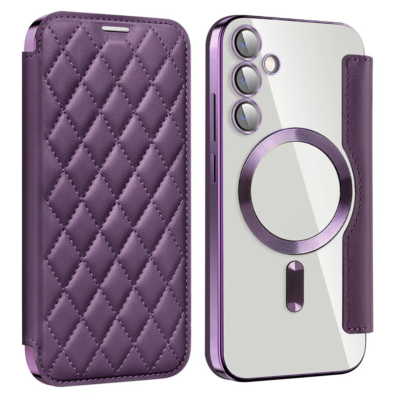 For Samsung Galaxy S23 FE Case Magnetic Case Card Holder Stand Cover - Purple