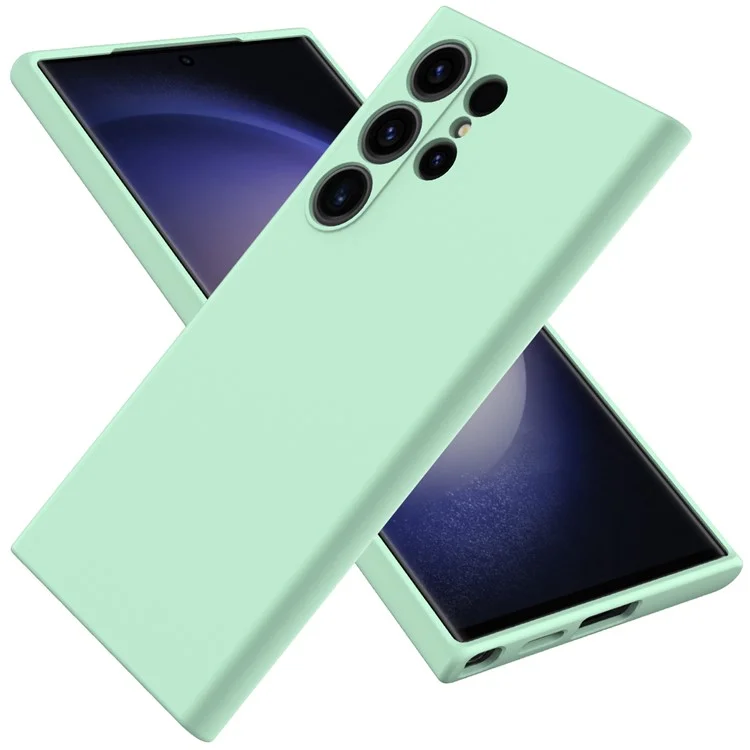 Pour Samsung Galaxy S24 Ultra Case Coque de protection en silicone liquide avec sangle - Vert