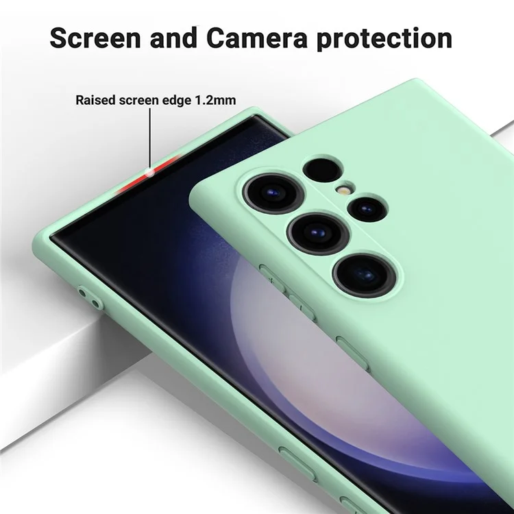 Pour Samsung Galaxy S24 Ultra Case Coque de protection en silicone liquide avec sangle - Vert