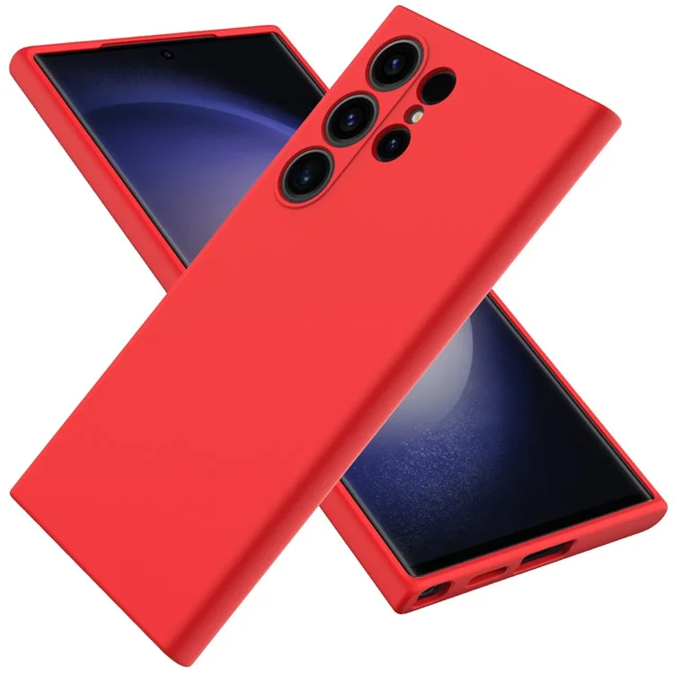 Étui pour Samsung Galaxy S24 Ultra Étui antichoc en silicone liquide Housse de smartphone avec sangle - Rouge
