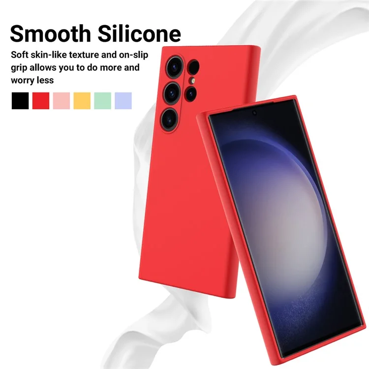 Étui pour Samsung Galaxy S24 Ultra Étui antichoc en silicone liquide Housse de smartphone avec sangle - Rouge