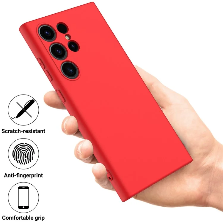 Étui pour Samsung Galaxy S24 Ultra Étui antichoc en silicone liquide Housse de smartphone avec sangle - Rouge