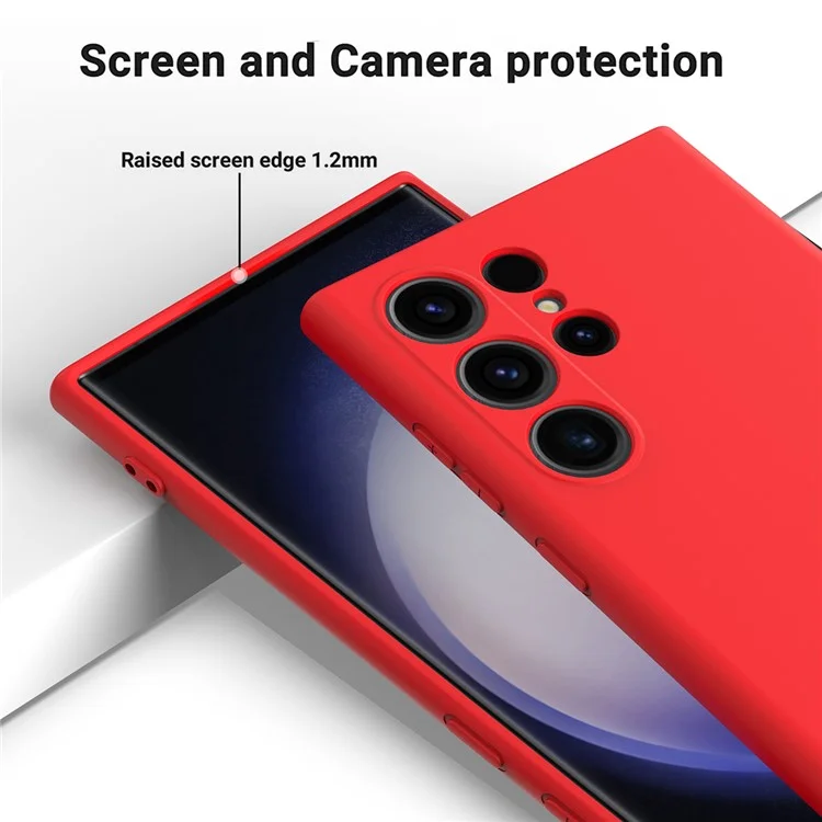 Étui pour Samsung Galaxy S24 Ultra Étui antichoc en silicone liquide Housse de smartphone avec sangle - Rouge
