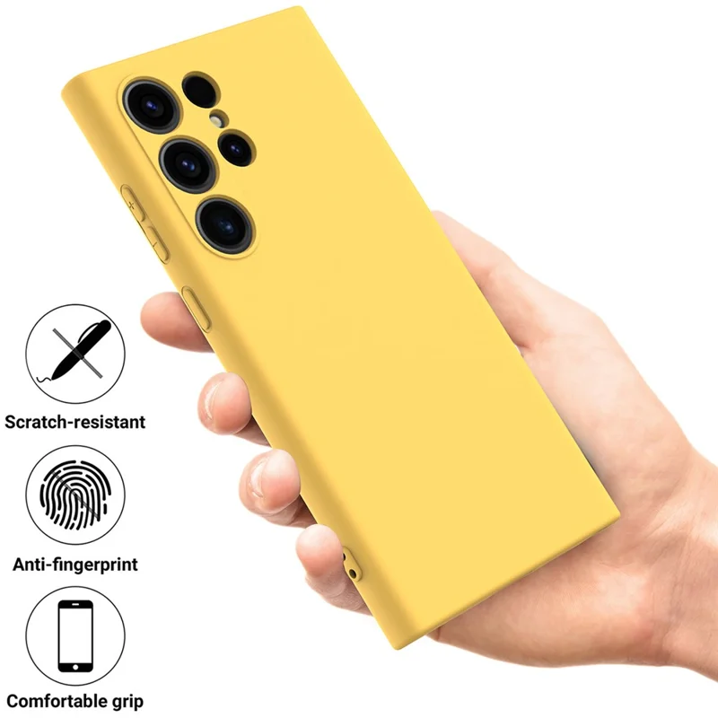 Pour Samsung Galaxy S24 Ultra Étui Antichoc Silicone Liquide Housse de Smartphone avec Sangle - Jaune