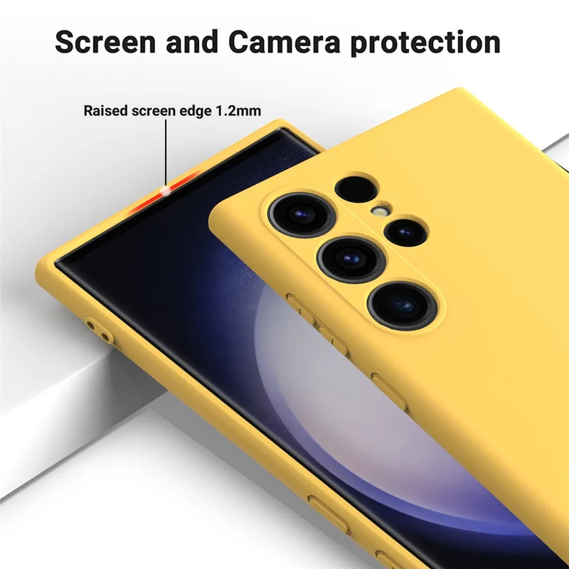 Pour Samsung Galaxy S24 Ultra Étui Antichoc Silicone Liquide Housse de Smartphone avec Sangle - Jaune