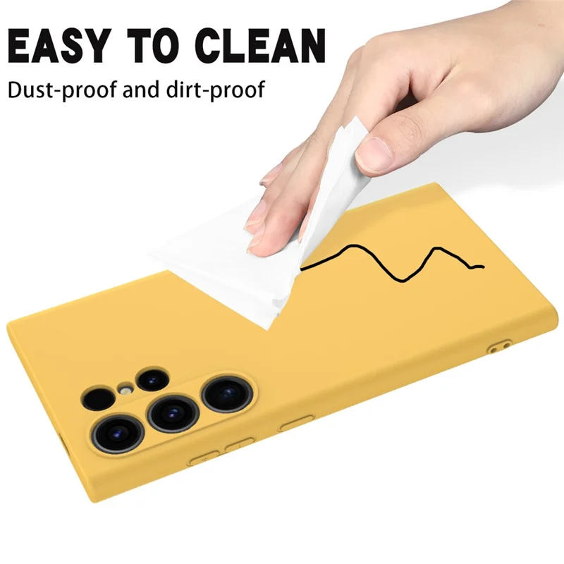 Pour Samsung Galaxy S24 Ultra Étui Antichoc Silicone Liquide Housse de Smartphone avec Sangle - Jaune