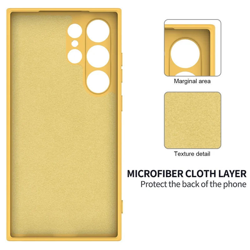 Pour Samsung Galaxy S24 Ultra Étui Antichoc Silicone Liquide Housse de Smartphone avec Sangle - Jaune