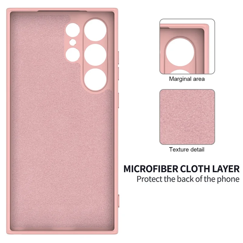 For Samsung Galaxy S24 Ultra Case Shockproof Liquid Silicone Smartphone Cover with Strap - Pink