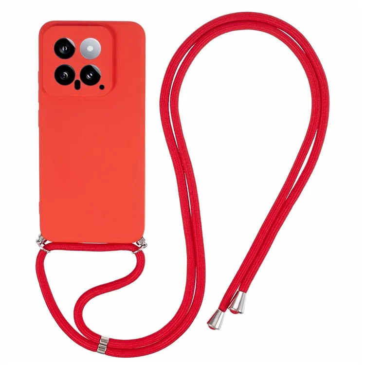 Funda de TPU para Xiaomi 14, forro interior de fibra, cubierta protectora con cordón - Rojo