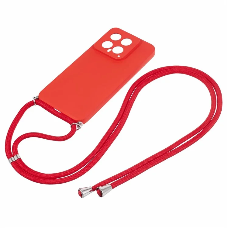 Funda de TPU para Xiaomi 14, forro interior de fibra, cubierta protectora con cordón - Rojo
