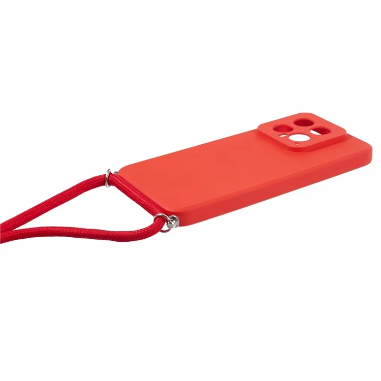 Funda de TPU para Xiaomi 14, forro interior de fibra, cubierta protectora con cordón - Rojo