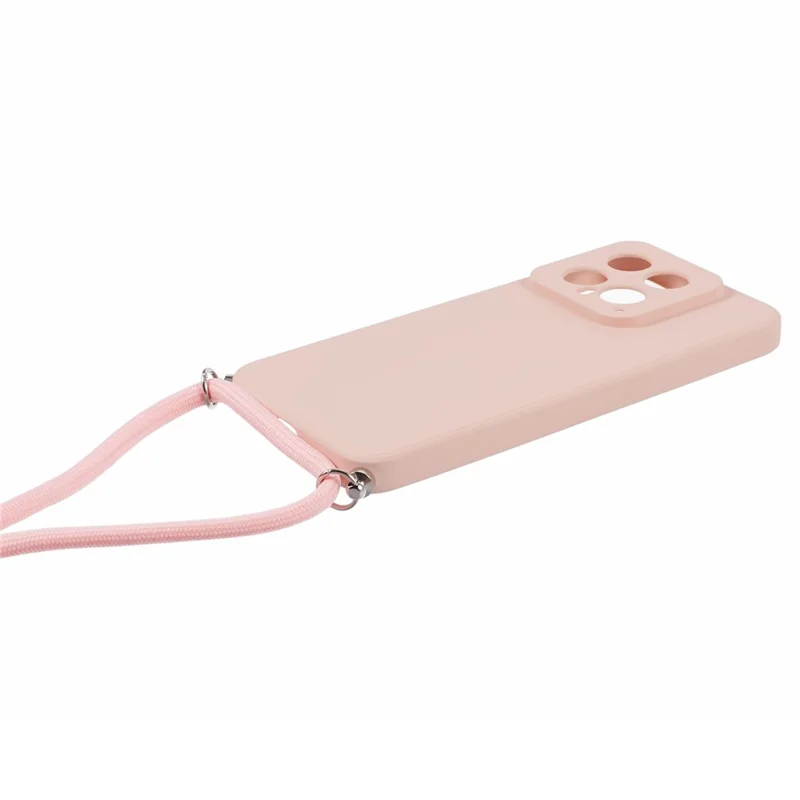 For Xiaomi 14 TPU Phone Case Fiber Inner Lining Protective Cover with Lanyard - Pink