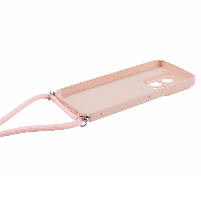 For Xiaomi 14 TPU Phone Case Fiber Inner Lining Protective Cover with Lanyard - Pink