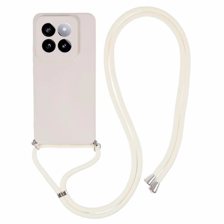 Funda de Teléfono TPU para Xiaomi 14 Pro con Acabado Antideslizante y Rugoso con Cordón - Blanco