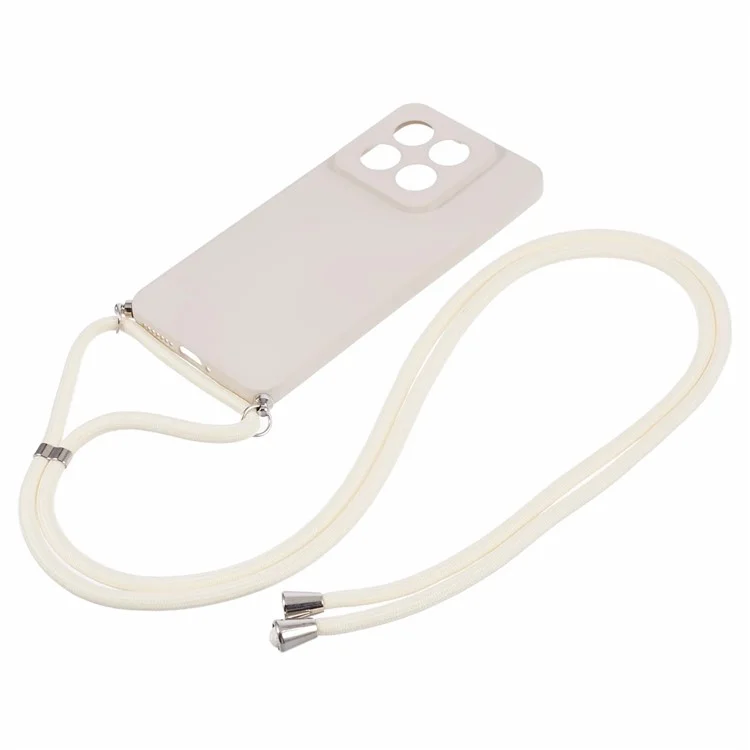 Funda de Teléfono TPU para Xiaomi 14 Pro con Acabado Antideslizante y Rugoso con Cordón - Blanco