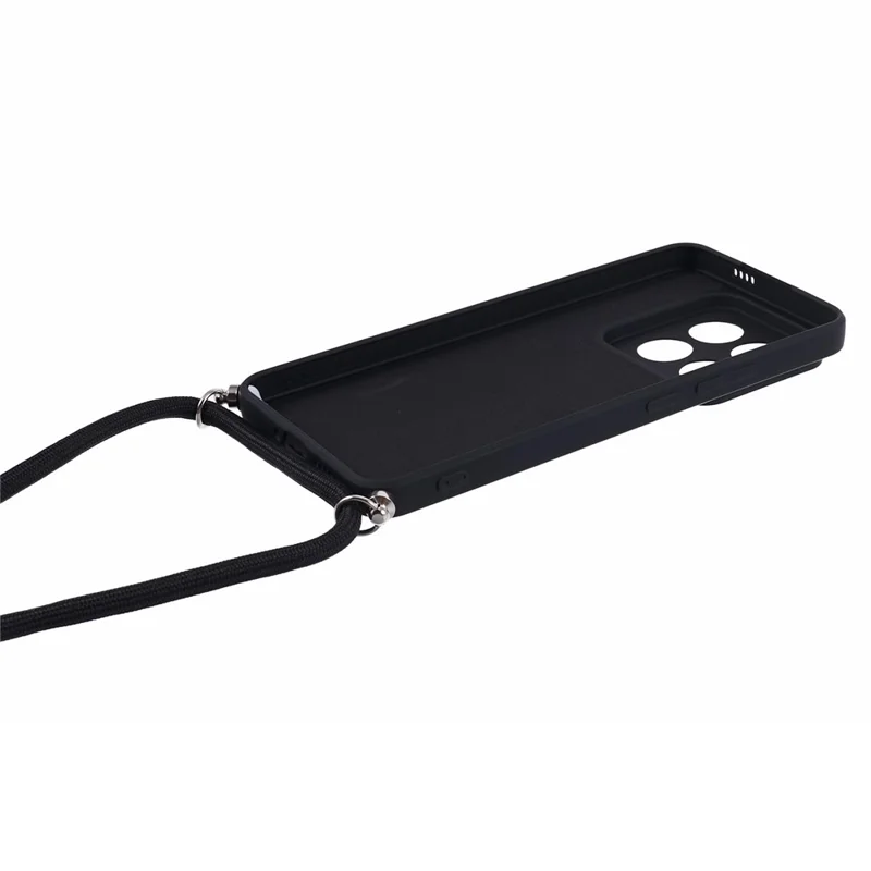 For Xiaomi 14 Pro TPU Phone Case Non-Slip Rubberized Finish Cover with Lanyard - Black