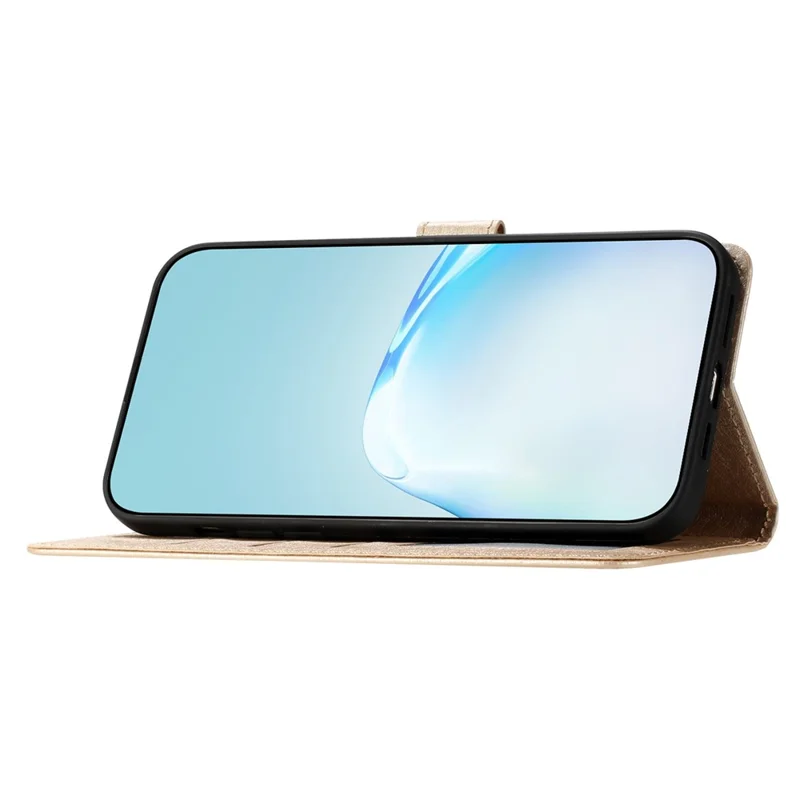 For Motorola Moto G84 5G Case Silk Texture Leather Phone Cover with Stand Wallet - Gold