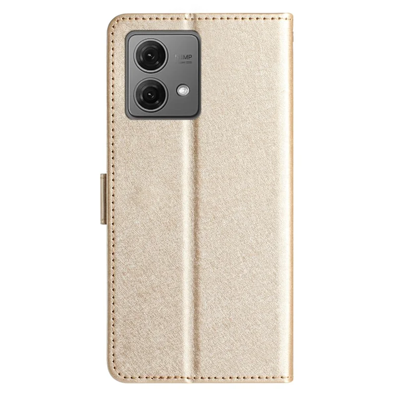 For Motorola Moto G84 5G Case Silk Texture Leather Phone Cover with Stand Wallet - Gold