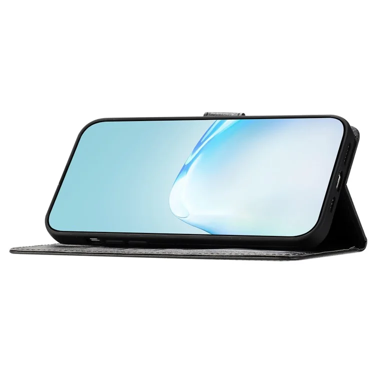 Pour Oppo A79 5G / A2 5G Coque Texture Soie Cuir PU Portefeuille Support Housse de Téléphone - Noir