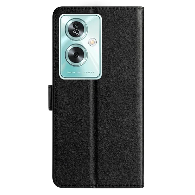 Pour Oppo A79 5G / A2 5G Coque Texture Soie Cuir PU Portefeuille Support Housse de Téléphone - Noir