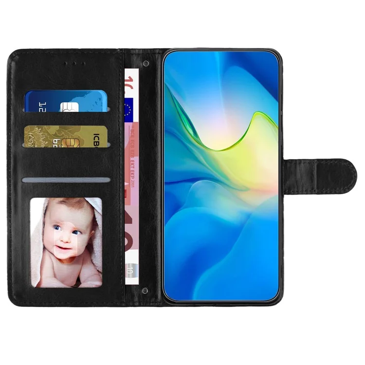 For Motorola Moto G54 5G Case Magnetic Clasp Leather Wallet Phone Cover - Black