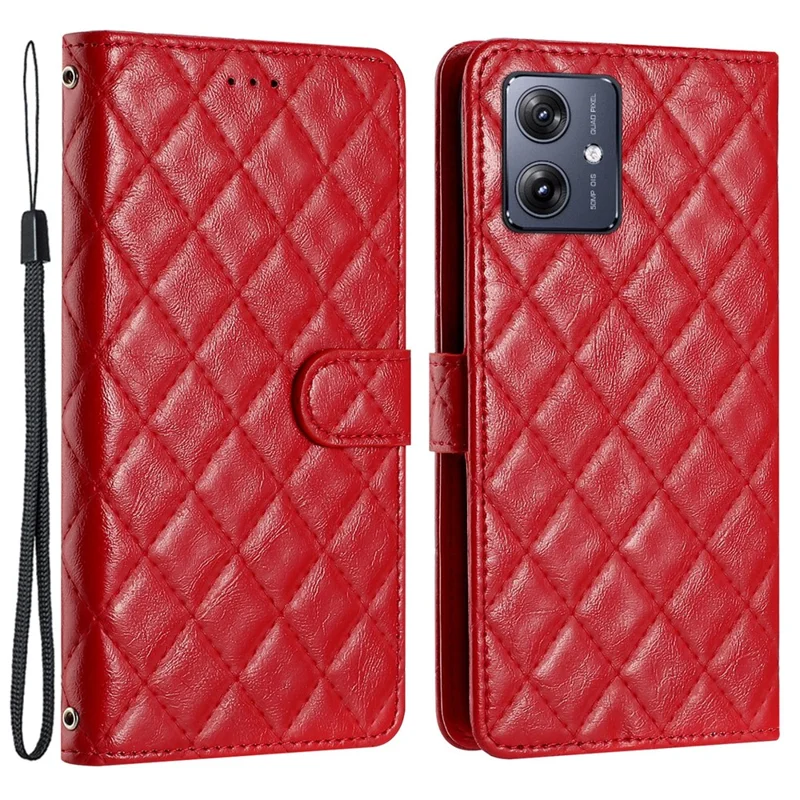 For Motorola Moto G54 5G Case Magnetic Clasp Leather Wallet Phone Cover - Red