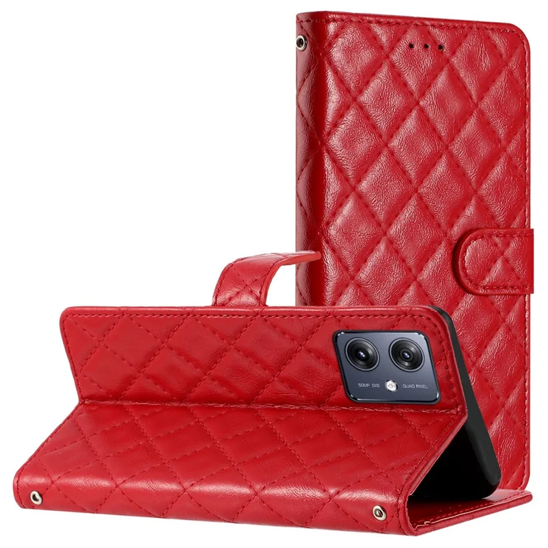 For Motorola Moto G54 5G Case Magnetic Clasp Leather Wallet Phone Cover - Red