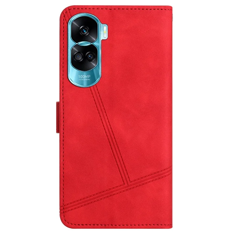 For Honor 90 Lite 5G / X50i 5G Lines Imprinted Cell Phone Case Skin-touch PU Leather Cover - Red
