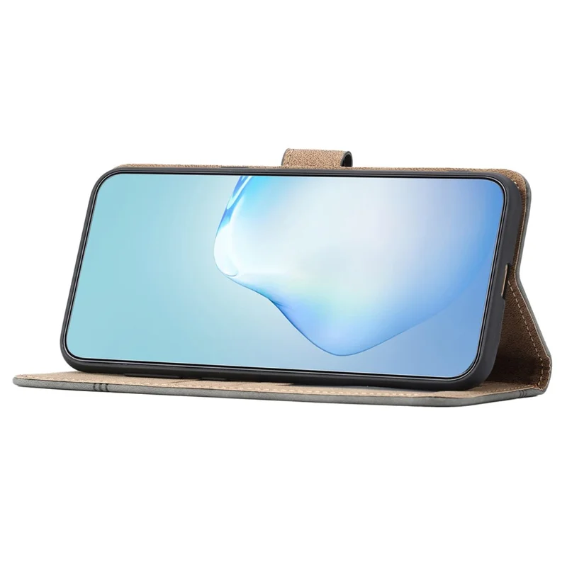 For Motorola Moto G84 5G Cell Phone Case with Strap Lines Imprinted PU Leather Cover - Brown