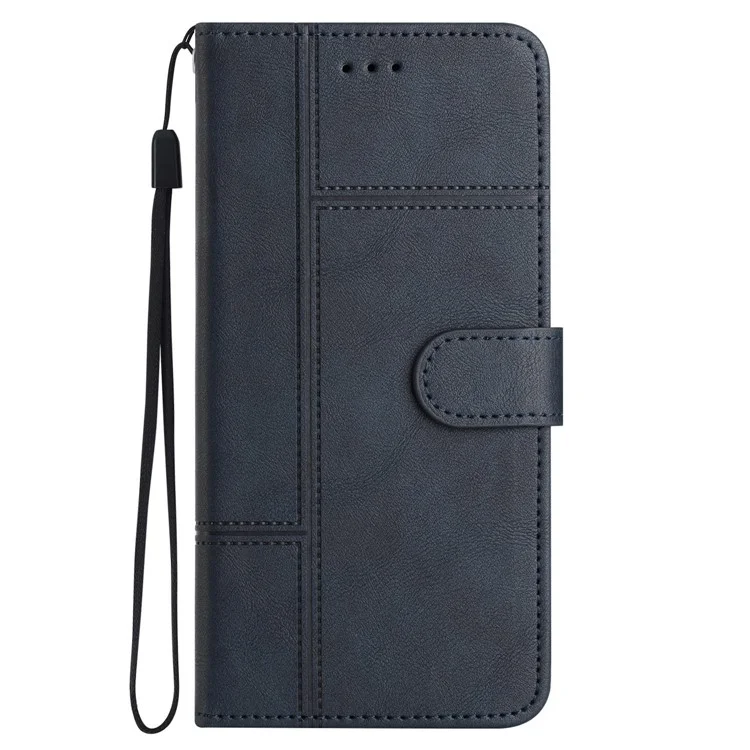 For Oppo A79 5G / A2 5G Leather Case Line Imprinted Phone Stand Cover - Blue