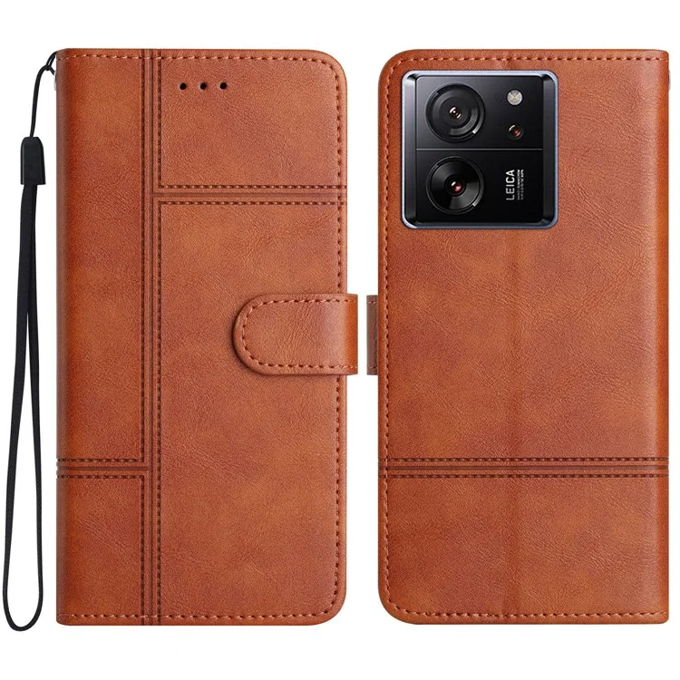 Для Xiaomi 13T / 13T Pro / Redmi K60 Ultra Чехол с отпечатком линии Кошелек Кожаный чехол для телефона - Коричневый