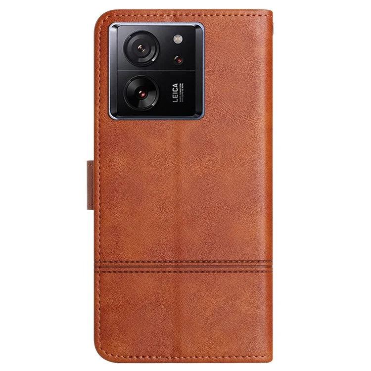 Для Xiaomi 13T / 13T Pro / Redmi K60 Ultra Чехол с отпечатком линии Кошелек Кожаный чехол для телефона - Коричневый