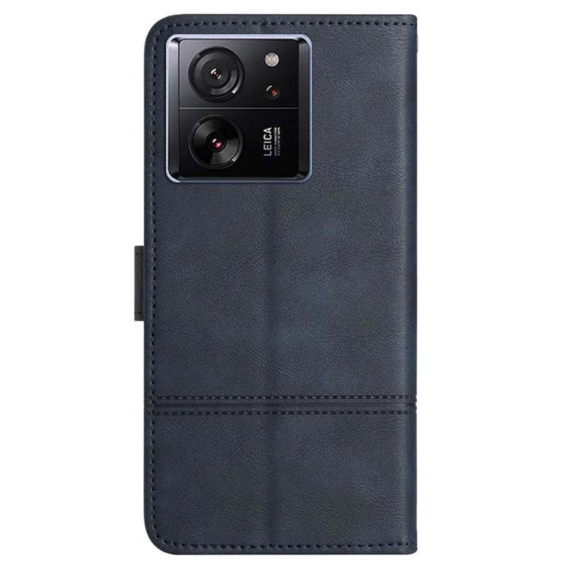 For Xiaomi 13T / 13T Pro / Redmi K60 Ultra Case Line Imprinted Wallet Phone Leather Cover - Blue