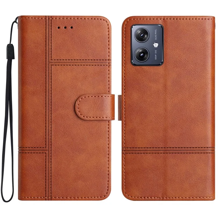 Per Motorola Moto G54 5G Custodia Folio Flip Wallet Custodia in Pelle - Marrone