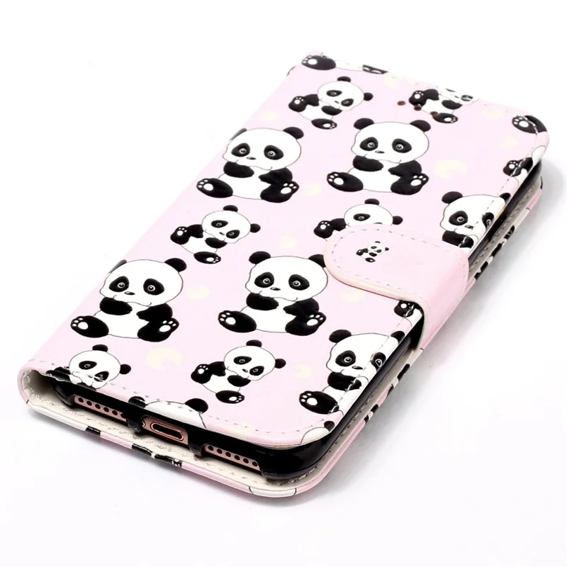 For Motorola Moto G14 4G Case PU Leather+TPU Pattern Printed Wallet Smartphone Cover - Panda