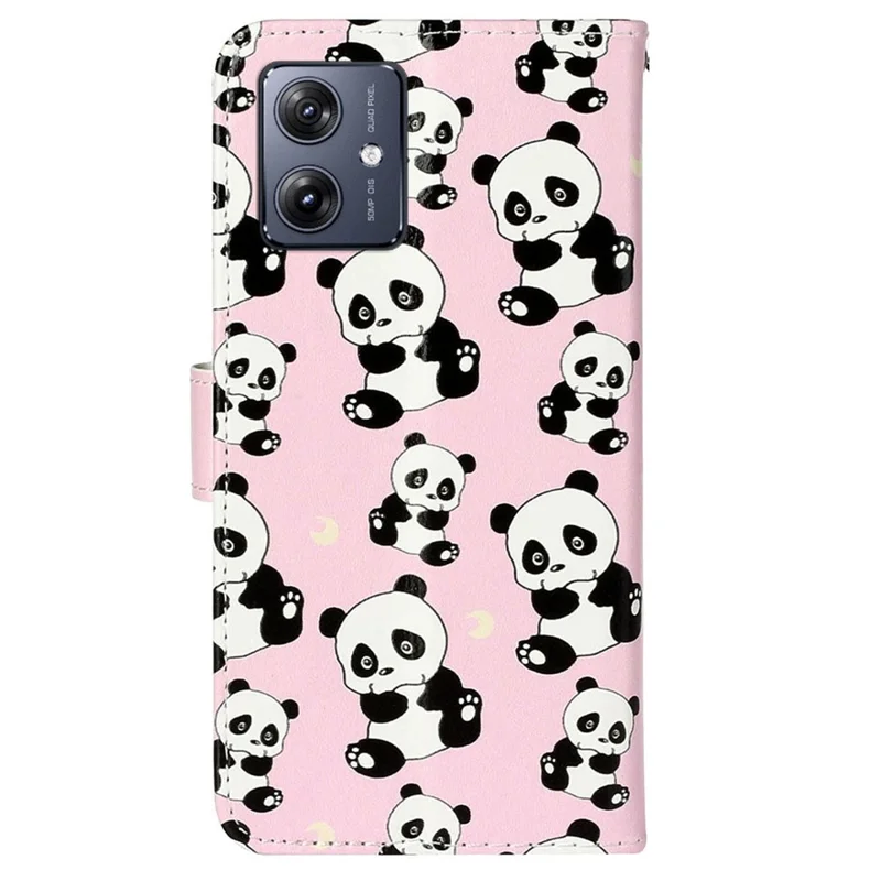 For Motorola Moto G14 4G Case PU Leather+TPU Pattern Printed Wallet Smartphone Cover - Panda