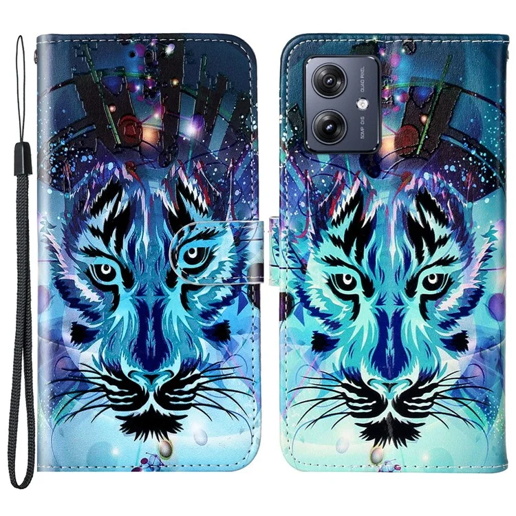 Per Motorola Moto G54 5G Custodia Embossment PU Leather+TPU Wallet Phone Guard Cover - Wolf