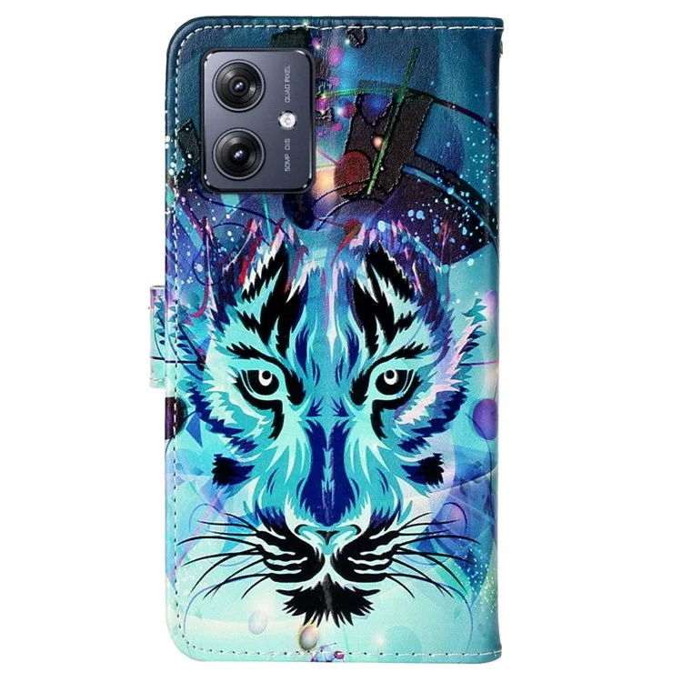 Per Motorola Moto G54 5G Custodia Embossment PU Leather+TPU Wallet Phone Guard Cover - Wolf