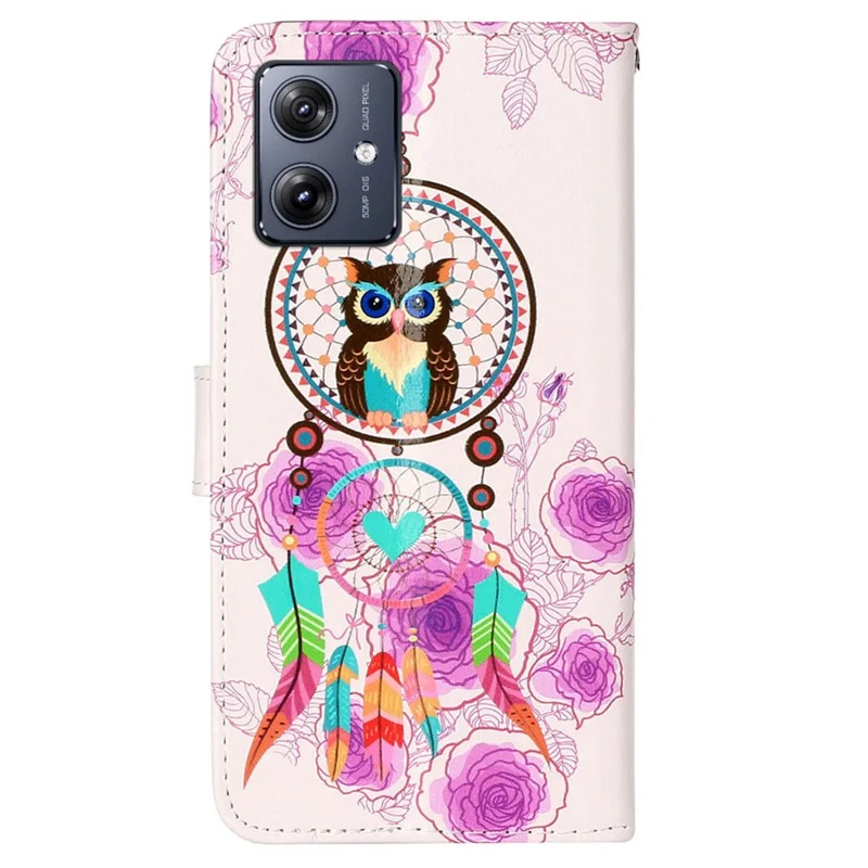 Voor Motorola Moto G54 5G Hoesje Met In reliëf gemaakt Motief PU Leer+TPU Portemonnee Telefoonhoesje - Windbel Uil