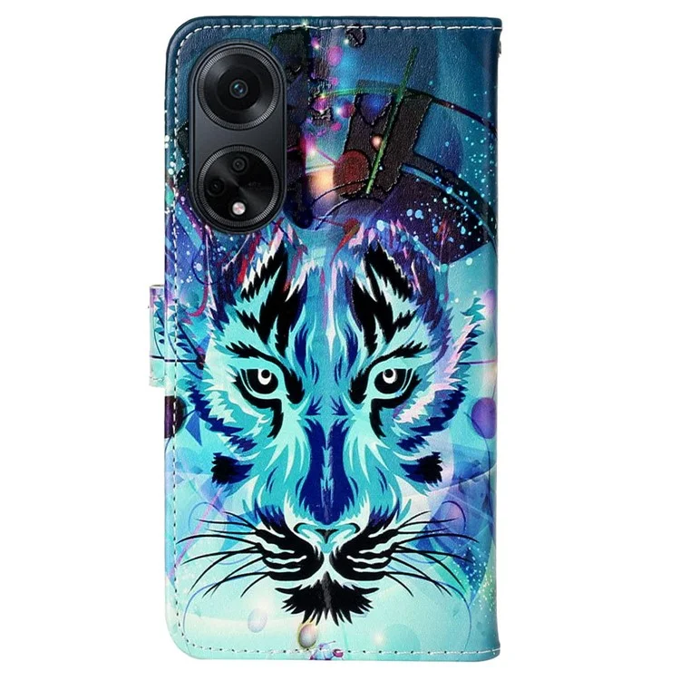 Für Oppo A98 5G-Hülle PU-Leder+TPU-Geldbörse mit bedrucktem Muster Handyhülle - Wolf