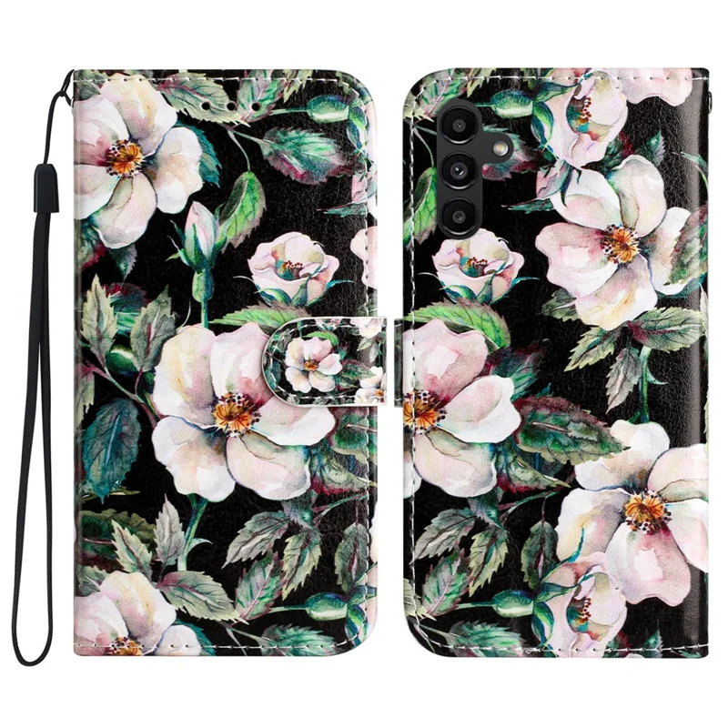 For Samsung Galaxy A05s 4G Case Leather Pattern Printing Folio Phone Stand Cover - Magnolia