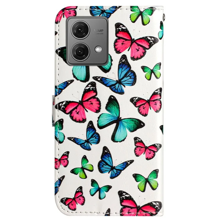 Para el caso Motorola Moto G84 5G Funda de piel sintética Billetera de pie Funda de teléfono inteligente con impresión de patrones - Mariposas