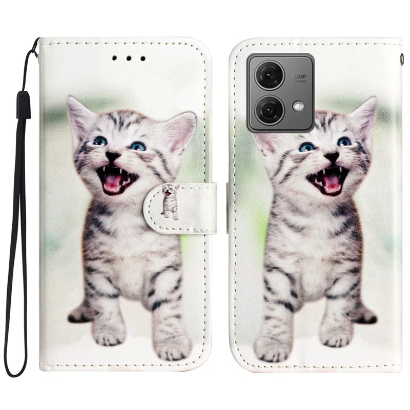 For Motorola Moto G84 5G Case PU Leather Wallet Stand Smartphone Cover with Pattern Printing - Cat