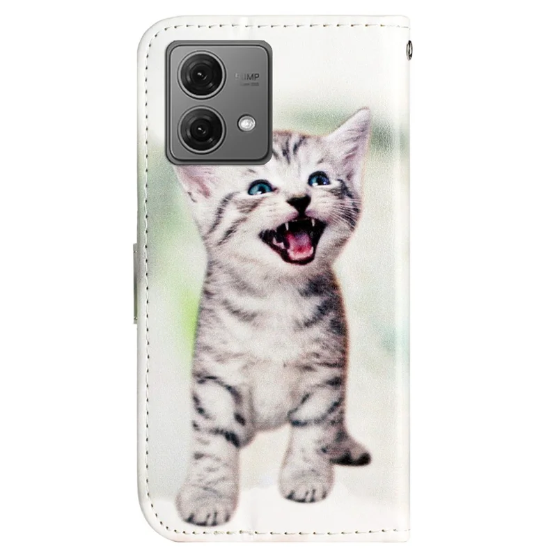 For Motorola Moto G84 5G Case PU Leather Wallet Stand Smartphone Cover with Pattern Printing - Cat