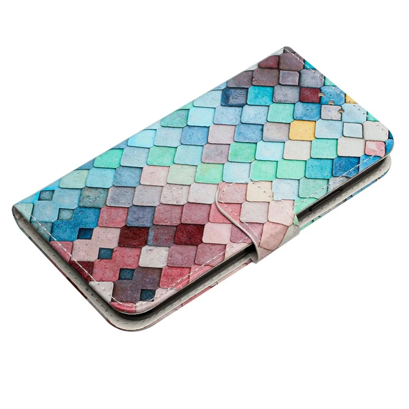 For Motorola Moto G84 5G Case PU Leather Wallet Stand Smartphone Cover with Pattern Printing - Grids