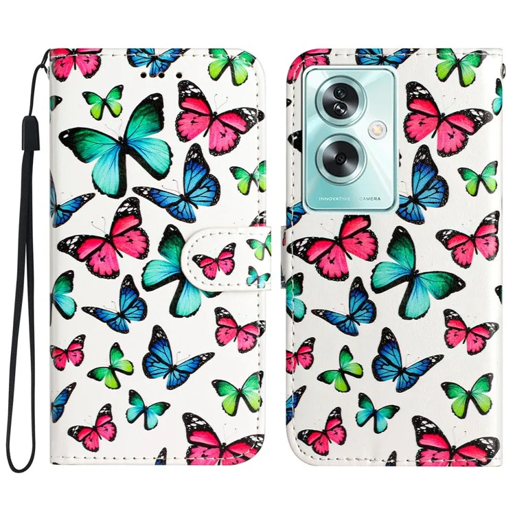 Для Oppo A79 5G / A2 5G Чехол с узором, стойкий, стоящий, с магнитной застежкой - Бабочки