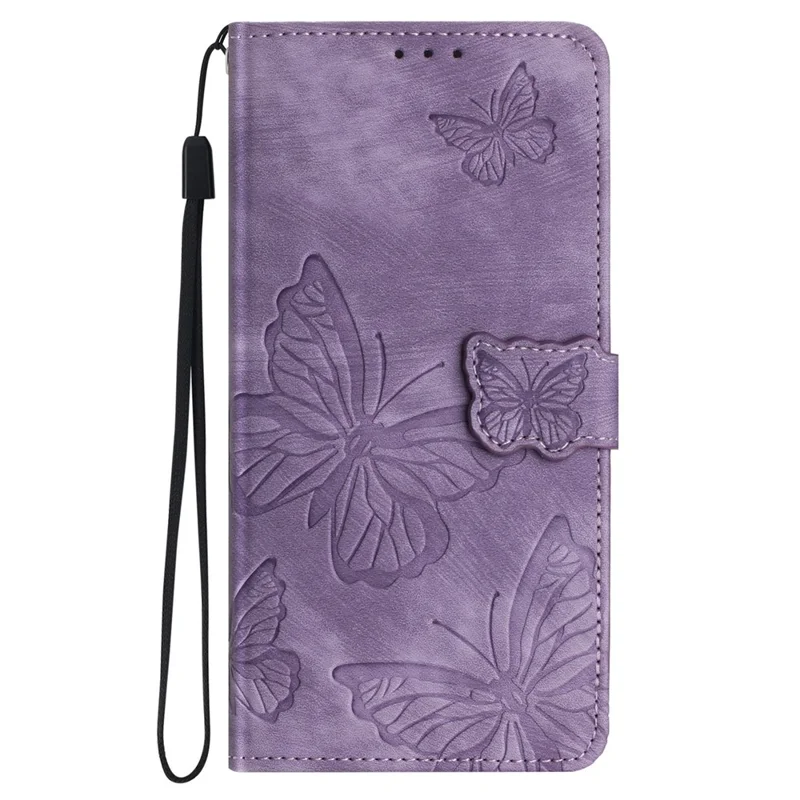 For Oppo A98 5G Leather Wallet Case Butterfly Imprinted Stand Phone Cover - Purple