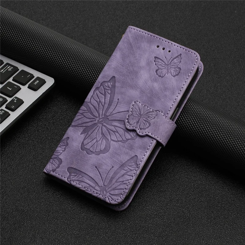 For Oppo A98 5G Leather Wallet Case Butterfly Imprinted Stand Phone Cover - Purple