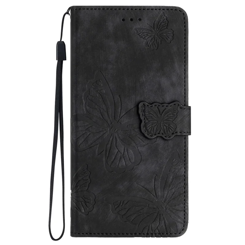 For Motorola Moto G84 5G Wallet Phone Case Butterfly Imprinted Leather Flip Protective Cover - Black