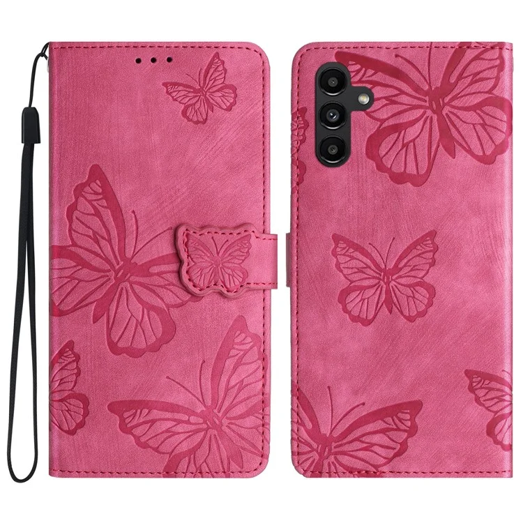 For Samsung Galaxy A05s 4G Protective Phone Case Imprinted Butterfly Stand Cover - Rose